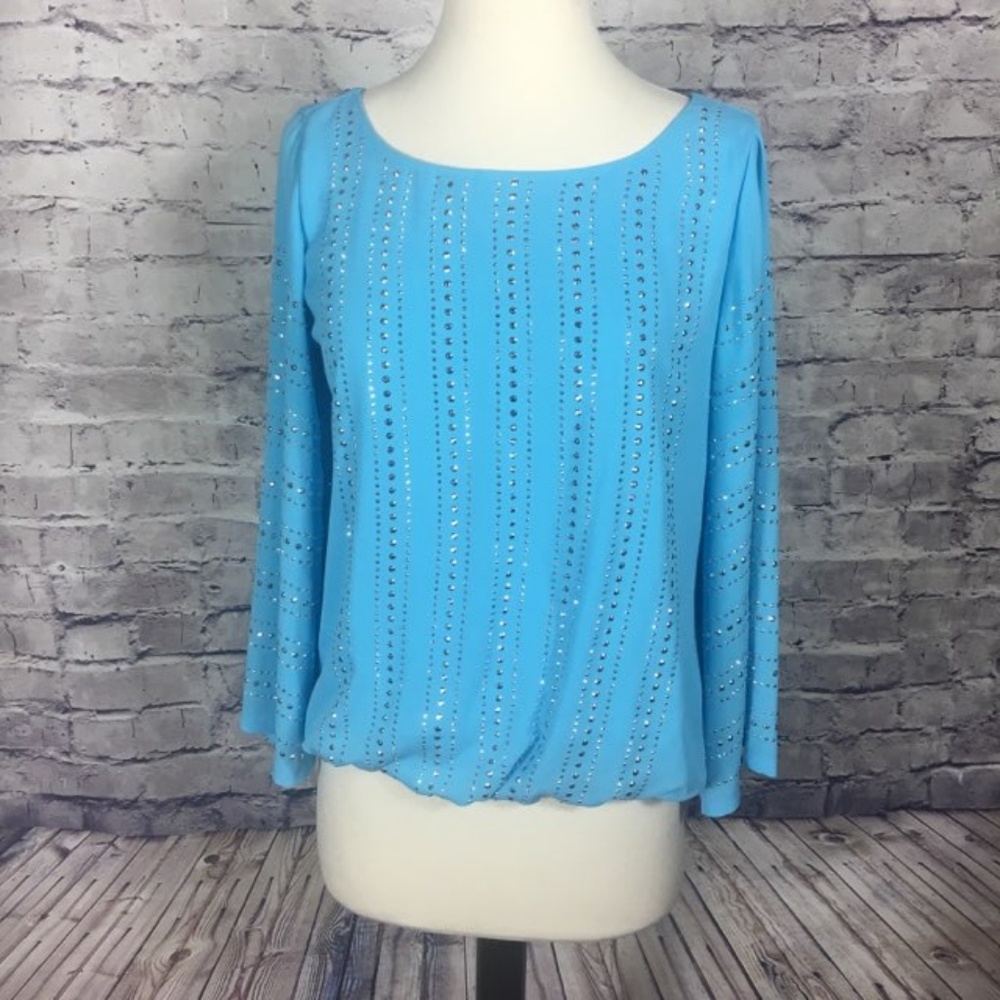 Sky Blue Bedazzled Alfani Top